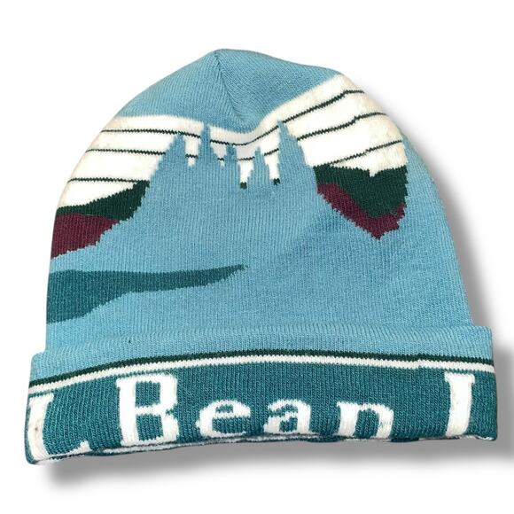 LL Bean Katahdin Beanie Hat Cuffed Adult Skullie Skyline Mountain Ski Snow Retro - Picture 13 of 13